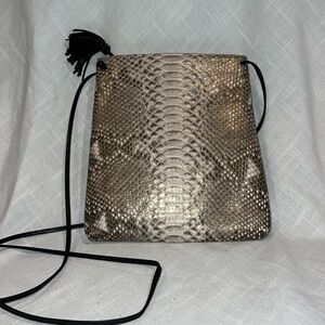 $198 Presmer Python Tan Cream Renee Crossbody Handbag